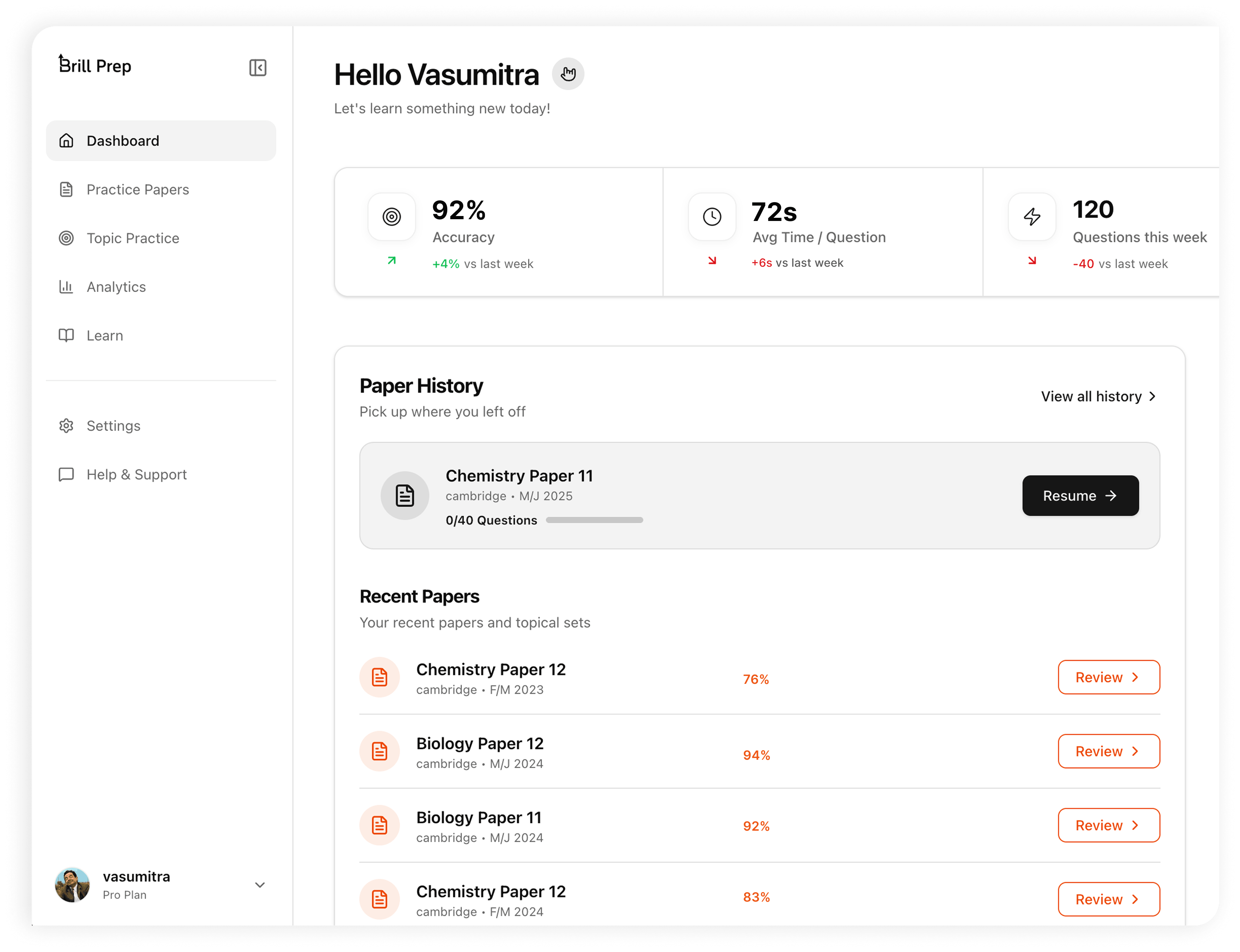 BrillPrep Dashboard
